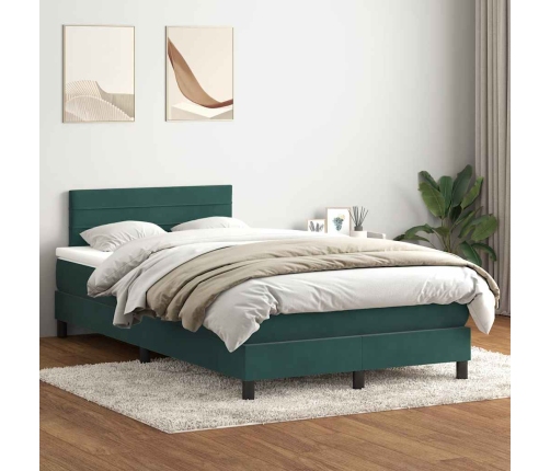 Cama box spring con colchón terciopelo verde oscuro 120x210 cm