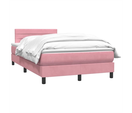 Cama box spring con colchón terciopelo rosa 120x210 cm