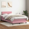 Cama box spring con colchón terciopelo rosa 120x210 cm