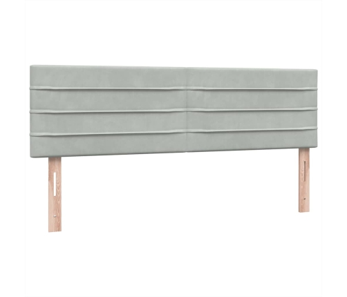 Cama box spring con colchón terciopelo gris claro 140x210 cm