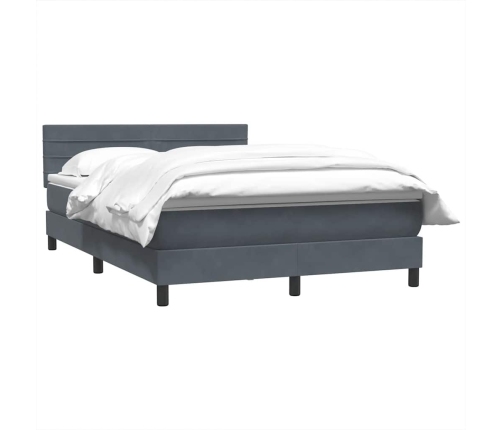 Cama box spring con colchón terciopelo gris oscuro 140x210 cm