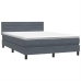 Cama box spring con colchón terciopelo gris oscuro 140x210 cm