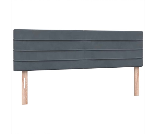 Cama box spring con colchón terciopelo gris oscuro 140x210 cm