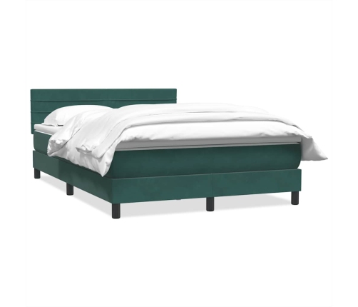 Cama box spring con colchón terciopelo verde oscuro 140x210 cm