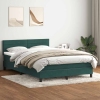 Cama box spring con colchón terciopelo verde oscuro 140x210 cm