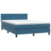 Cama box spring con colchón terciopelo azul oscuro 140x210 cm