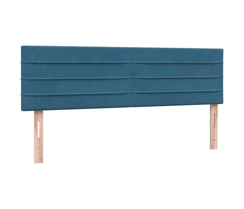 Cama box spring con colchón terciopelo azul oscuro 140x210 cm