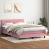 Cama box spring con colchón terciopelo rosa 140x210 cm