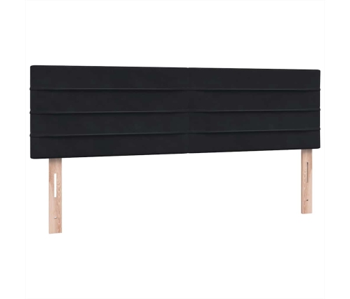 Cama box spring con colchón terciopelo negro 160x210 cm