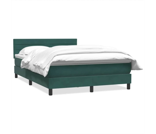 Cama box spring con colchón terciopelo verde oscuro 160x210 cm