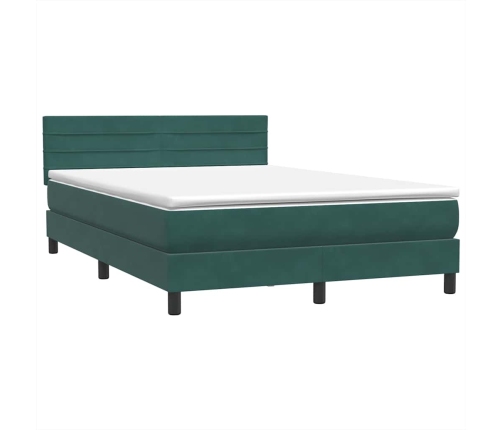 Cama box spring con colchón terciopelo verde oscuro 160x210 cm