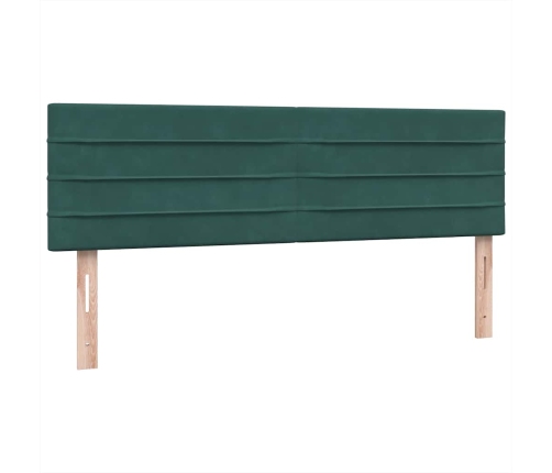 Cama box spring con colchón terciopelo verde oscuro 160x210 cm