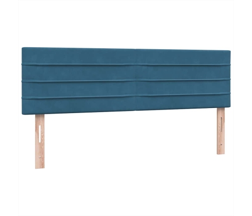 Cama box spring con colchón terciopelo azul oscuro 160x210 cm