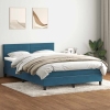 Cama box spring con colchón terciopelo azul oscuro 160x210 cm