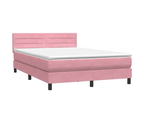 Cama box spring con colchón terciopelo rosa 160x210 cm