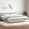 Cama box spring con colchón terciopelo gris claro 180x210 cm