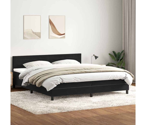 Cama box spring con colchón terciopelo negro 180x210 cm