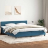 Cama box spring con colchón terciopelo azul oscuro 180x210 cm