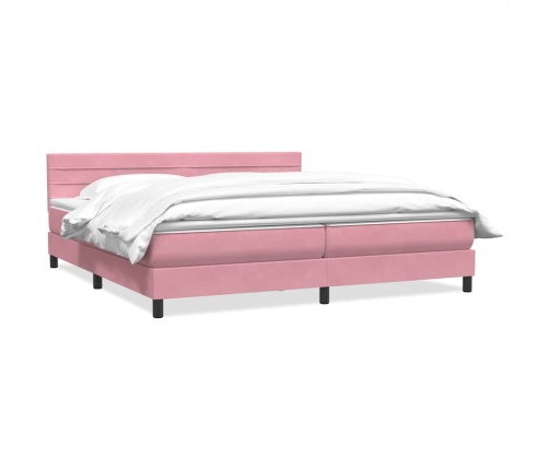 Cama box spring con colchón terciopelo rosa 180x210 cm