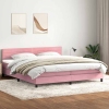 Cama box spring con colchón terciopelo rosa 180x210 cm