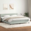 Cama box spring con colchón terciopelo gris claro 200x210 cm