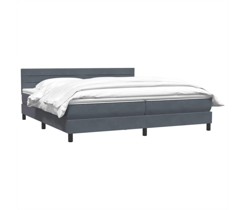 Cama box spring con colchón terciopelo gris oscuro 200x210 cm