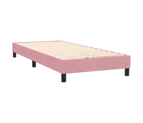 Cama box spring con colchón terciopelo rosa 80x220 cm