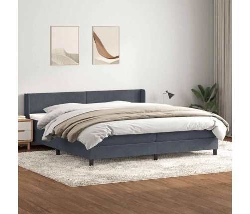 Cama box spring con colchón terciopelo gris claro 100x220 cm