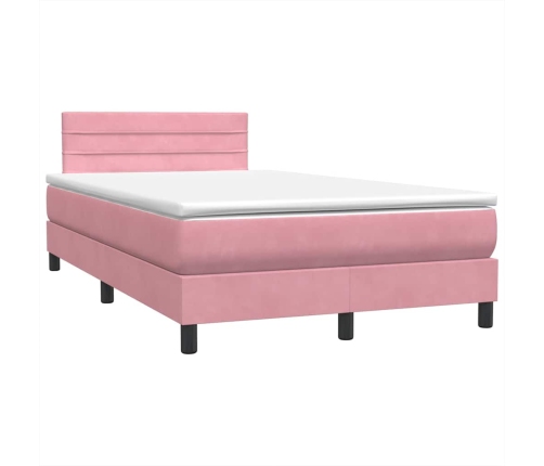 Cama box spring con colchón terciopelo rosa 120x220 cm