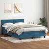 Cama box spring con colchón terciopelo azul oscuro 140x220 cm