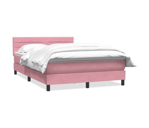 Cama box spring con colchón terciopelo rosa 140x220 cm