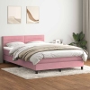 Cama box spring con colchón terciopelo rosa 140x220 cm