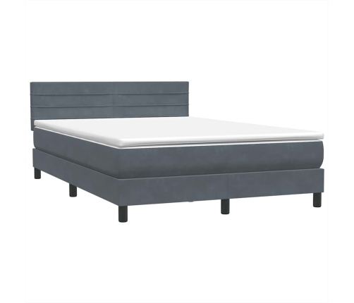 Cama box spring con colchón terciopelo gris oscuro 160x220 cm