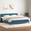 Cama box spring con colchón terciopelo azul oscuro 180x220 cm