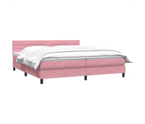 Cama box spring con colchón terciopelo rosa 180x220 cm