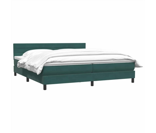 Cama box spring con colchón terciopelo verde oscuro 200x220 cm