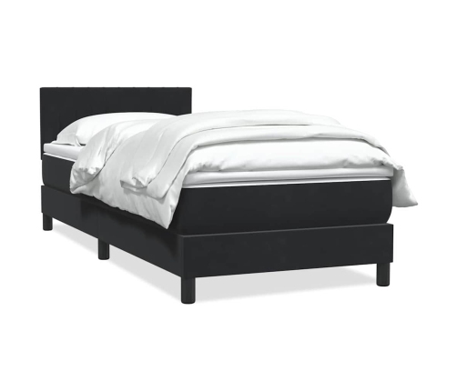 Cama box spring con colchón cuero sintético negro 80x210 cm