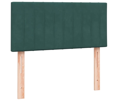 Cama box spring con colchón terciopelo verde oscuro 80x210 cm