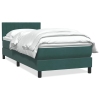 Cama box spring con colchón terciopelo verde oscuro 80x210 cm