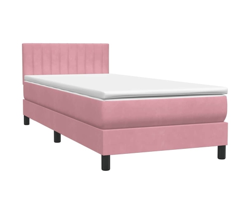 Cama box spring con colchón terciopelo rosa 80x210 cm