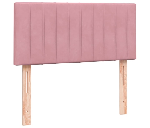 Cama box spring con colchón terciopelo rosa 80x210 cm