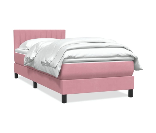 Cama box spring con colchón terciopelo rosa 80x210 cm