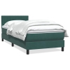 Cama box spring con colchón terciopelo verde oscuro 100x210 cm