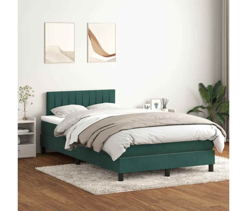 Cama box spring con colchón terciopelo verde oscuro 120x210 cm