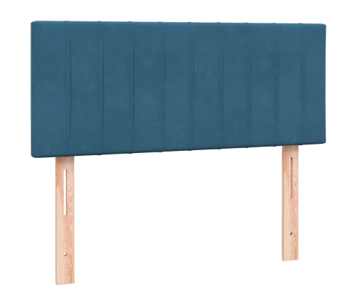 Cama box spring con colchón terciopelo azul oscuro 120x210 cm