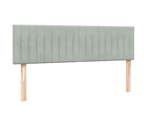 Cama box spring con colchón terciopelo gris claro 140x210 cm