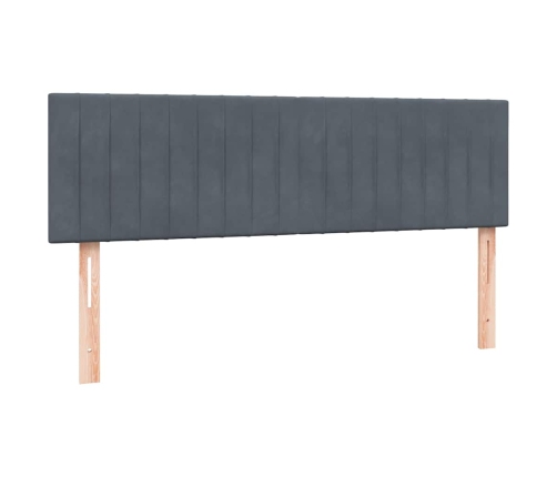 Cama box spring con colchón terciopelo gris oscuro 140x210 cm