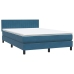 Cama box spring con colchón terciopelo azul oscuro 140x210 cm