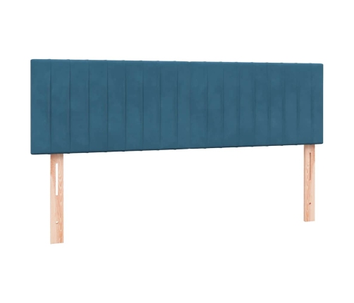 Cama box spring con colchón terciopelo azul oscuro 140x210 cm