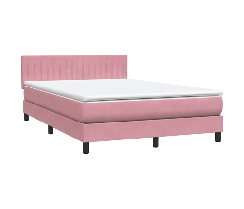 Cama box spring con colchón terciopelo rosa 140x210 cm